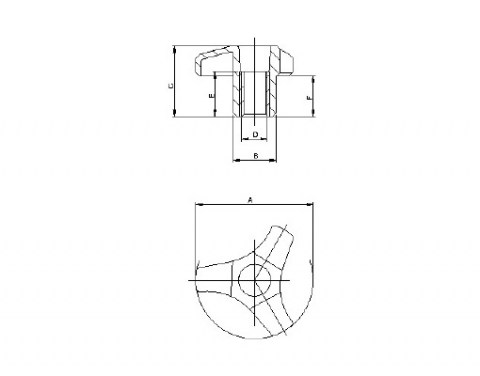 Sterngriff V3 B FP - Technische Zeichnung | Kuala Kunststofftechnik GmbH